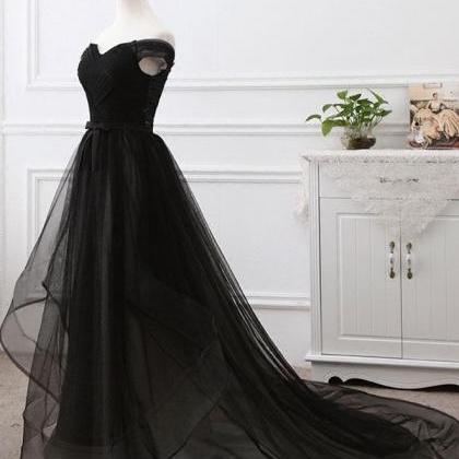 Black Prom Dress Tulle Party Dress Sweetheart Neck..