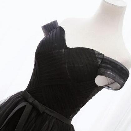 Black Prom Dress Tulle Party Dress Sweetheart Neck..