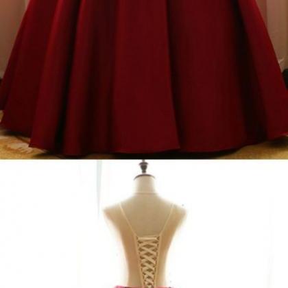 Round Prom Dresses, Red Long Prom Dresses, Red..