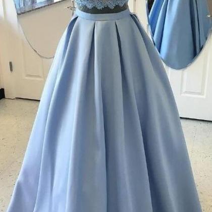 Blue Ball Gown Evening Prom Dresses Trendy Two..