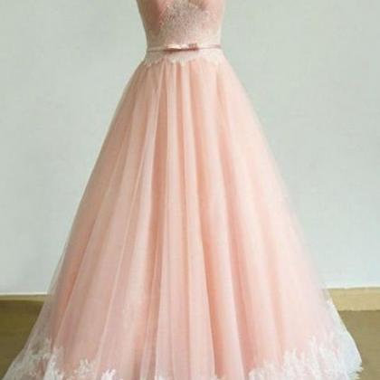 Lace Prom Dresses, Pink Ball Gown Prom Dresses,..