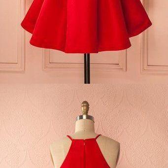Red Homecoming Dress, Short Prom Dresses Halter..