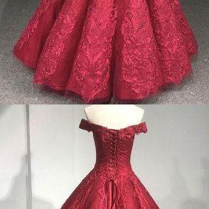 Luxvriou Red Wedding Dress,off The Shoulder Prom..