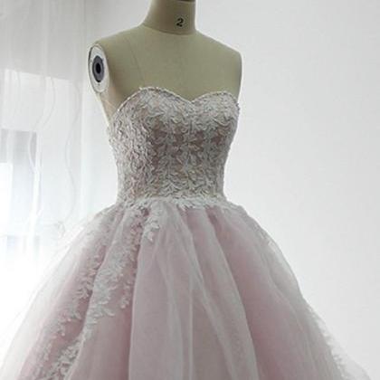 Sweetheart Baby Pink Long Tulle Prom Dress, Long..