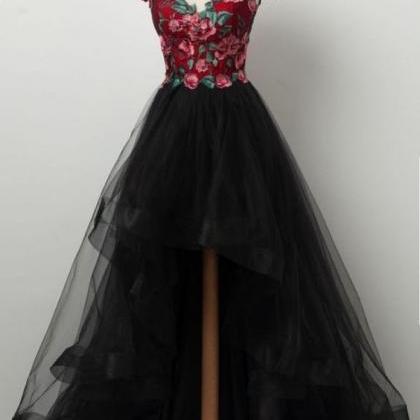 Black Sweetheart High Low Tulle Prom Dress, Black..