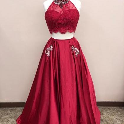 Charming Prom Dress, Two Piece Prom Dresses, Red..