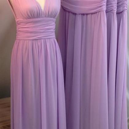 Lilac Bridesmaid Gown,pretty Prom Dresses,chiffon..
