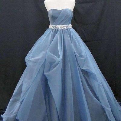 Sweetheart Neck Deep Blue Tulle Long A-line Formal..