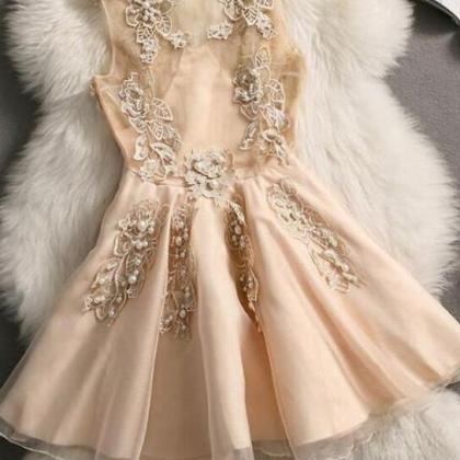 Champagne Homecoming Dress O-neck Party Dresses,..