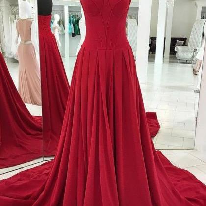 Simple Red Long Prom Dress, Red Long Evening Dress..