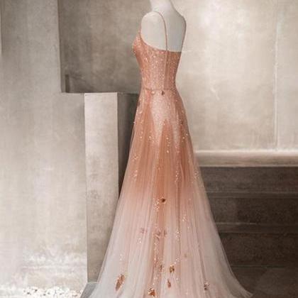 Unique,charming Prom Dress,spaghetti Strap Tulle..