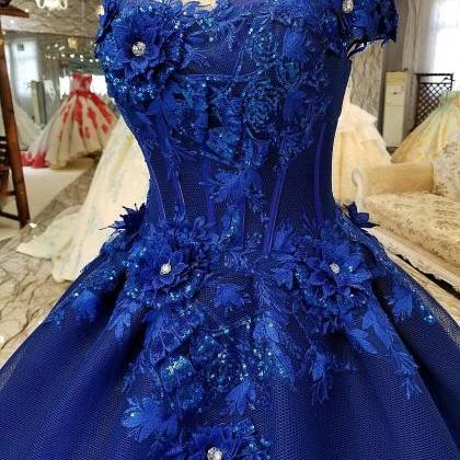 Off-the-shoulder Party Dress Royal Blue Evening..