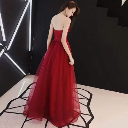 Red party dress strapless evening d..
