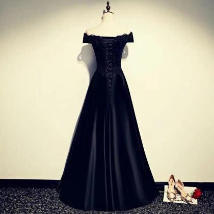 Black Party Dress Off Shoulder Evening Dress Lace..