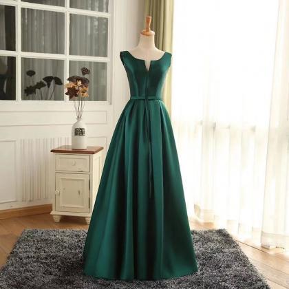Green Party Dress Sleeveless Evening Dress Satin..