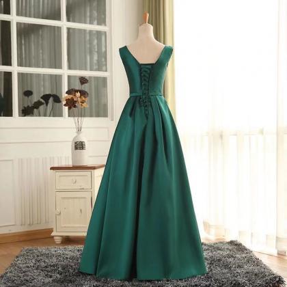 Green Party Dress Sleeveless Evening Dress Satin..