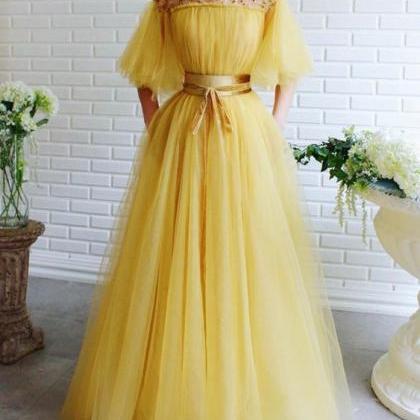 Romantic Prom Dresses A-line Ball Gown,unique Long..