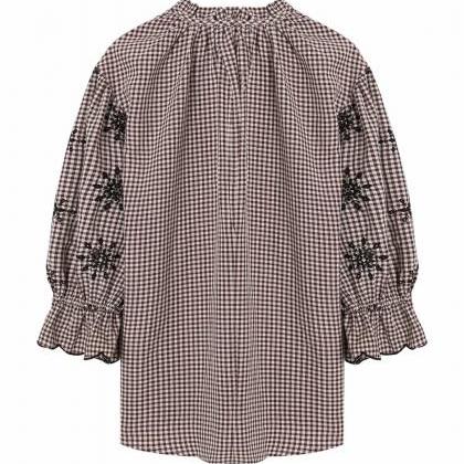 Autumn Embroidered Plaid Women's..