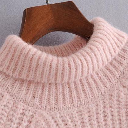 Loose Knit Turtleneck Sweater For Women