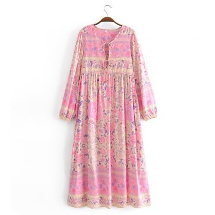 Autumn Rayon Positioning Flower Long-sleeved..