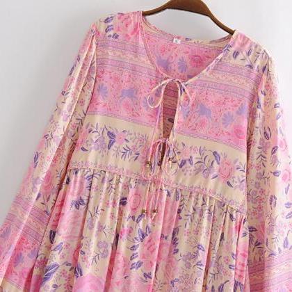 Autumn Rayon Positioning Flower Long-sleeved..