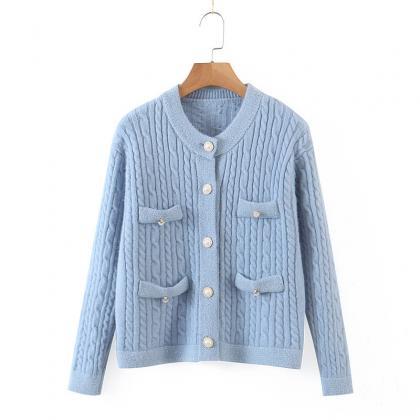 Pearl button cardigan sweater for w..