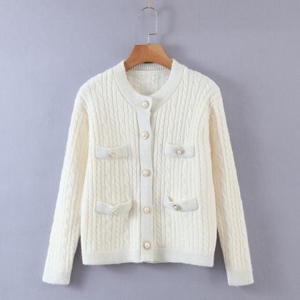 Pearl button cardigan sweater for w..