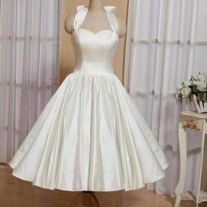 Halter Neck Prom Dress, White Homecoming Dress,..