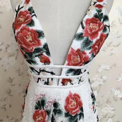 V-neck Prom Dress, Delicate Embroidered Dress,..