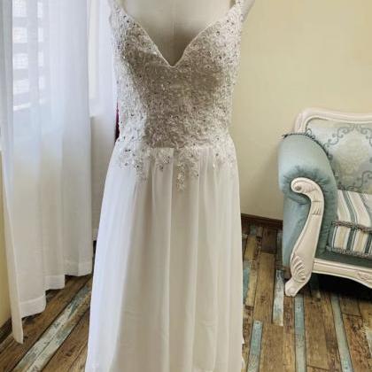 Spaghetti Strap Wedding Dress ,white Bridal..