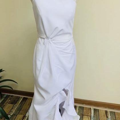 One Shoulder Evening Dress ,white Party..