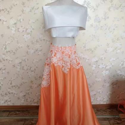 Two Piece Prom Dress,satin Party Dress,off..