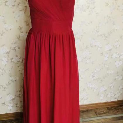 Spaghetti Strap Prom Dress,red Party Dress,maxi..