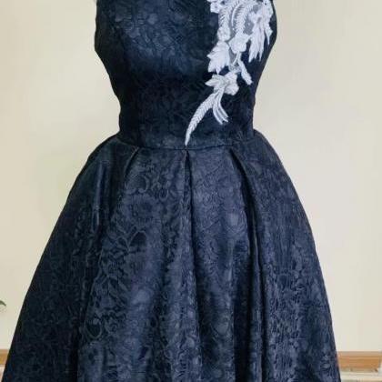 Sleeveless Prom Dress,lace Party Dress, Black..
