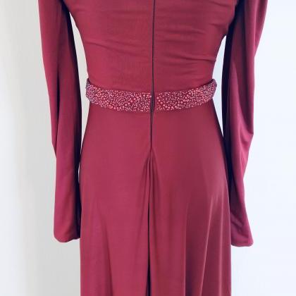 Long Sleeve Prom Dress,red Party Dress,off..