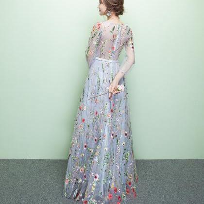 Long Sleeve Prom Dress,embroidered Fashin..