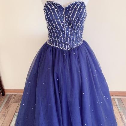 Strapless Prom Dress,blue Party Dress,ballk Gown..