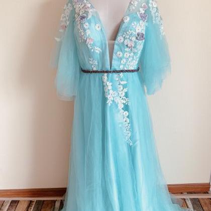 Formal Prom Dress,light Blue Party Dress,fairy..