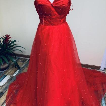 Strapless Prom Dress,red Party Dress,ball Gown..