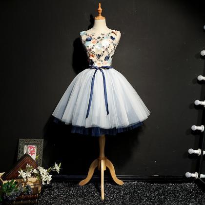 Sleeveless Prom Dress,blue Party Dress,vintage..
