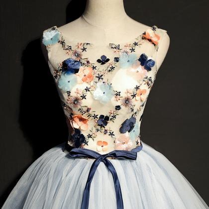Sleeveless Prom Dress,blue Party Dress,vintage..