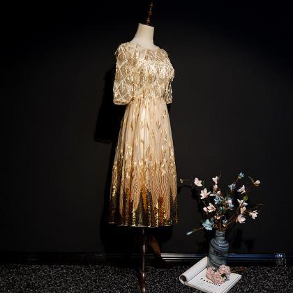 Gold Sequins,daily Dress, Socialite Dress,..