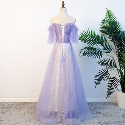 Evening Dress, Starry Purple Party Gown,..