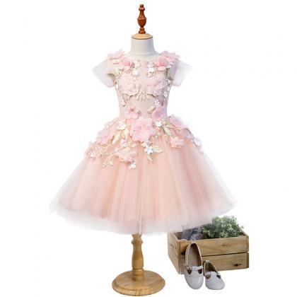 Pink Children Princess Evening Dress, Puffy Dress,..