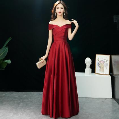 Off Shoulder Party Dress, Sexy Red Evening Dress..