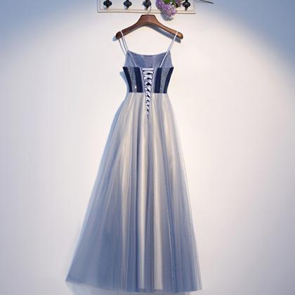 Modern Blue Dress, Elegant Midi Dress,spaghetti..