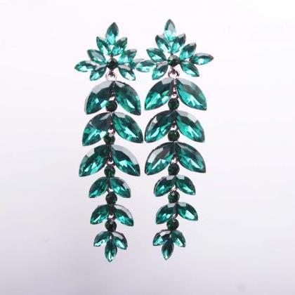 Exaggerated earrings, emerald long ..
