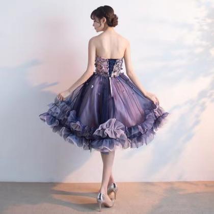Purple Evening Dress, Short Homecoming..
