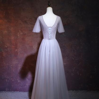 Fairy Evening Dress,v-neck Prom Dress,applique..