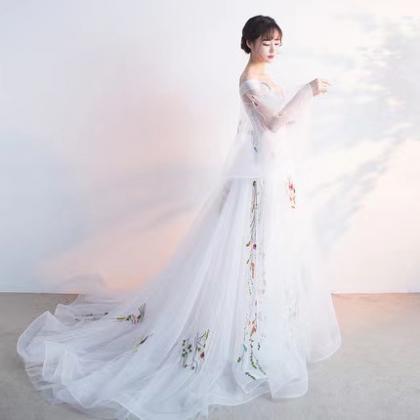 Long Flower Fairy Dress, White Party, Fashion..